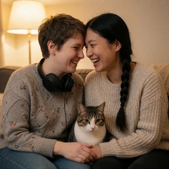 Joyful couple signing in ASL at a park picnic, deaf community dating success story